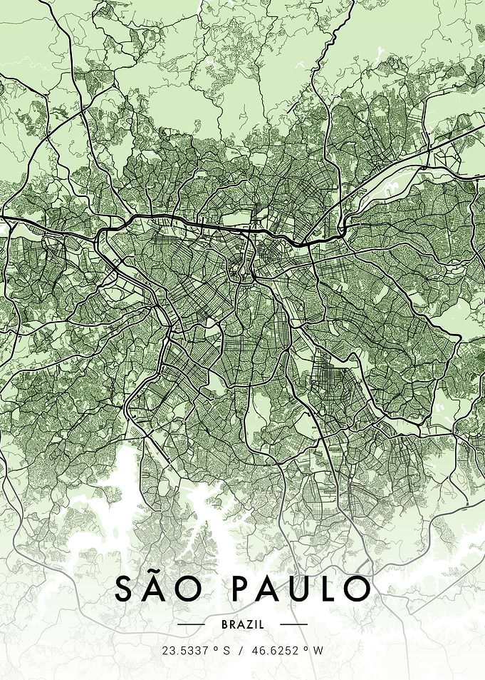 Sao Paulo City Map Green