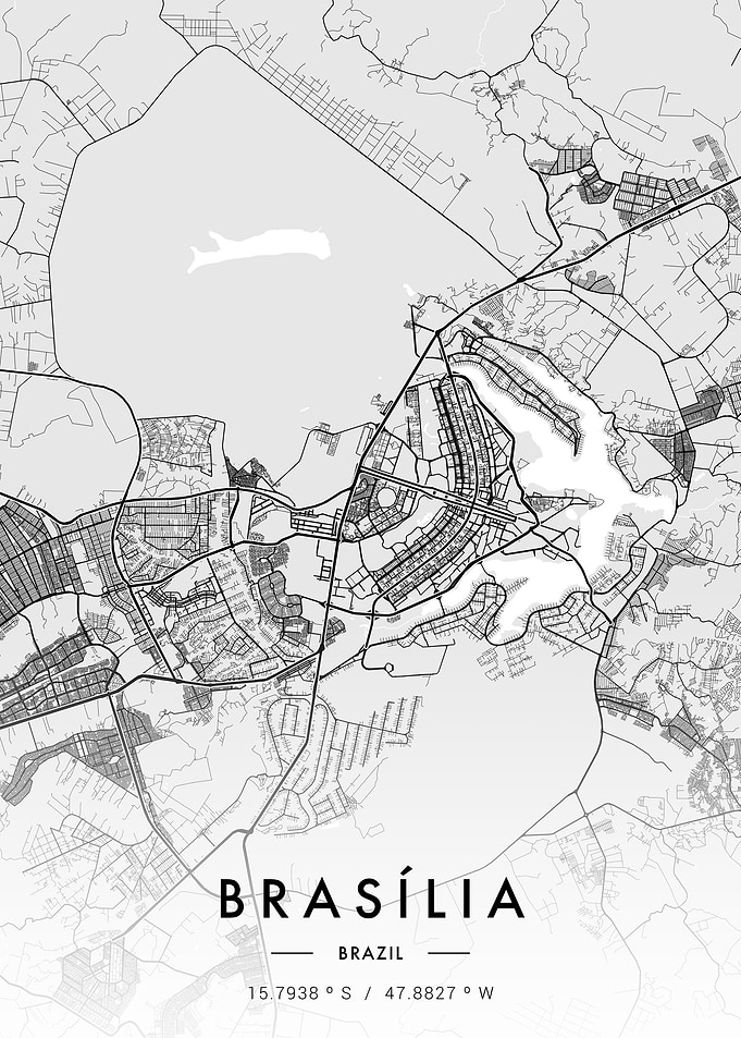 Brasilia City Map White