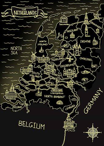 Glowing Netherlands Map