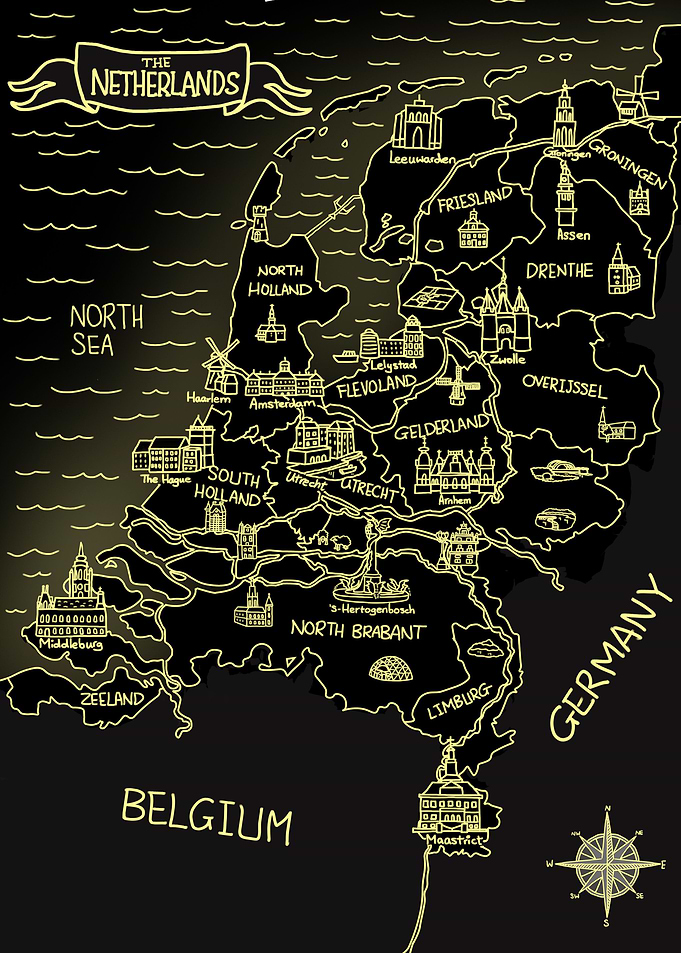 Glowing Netherlands Map