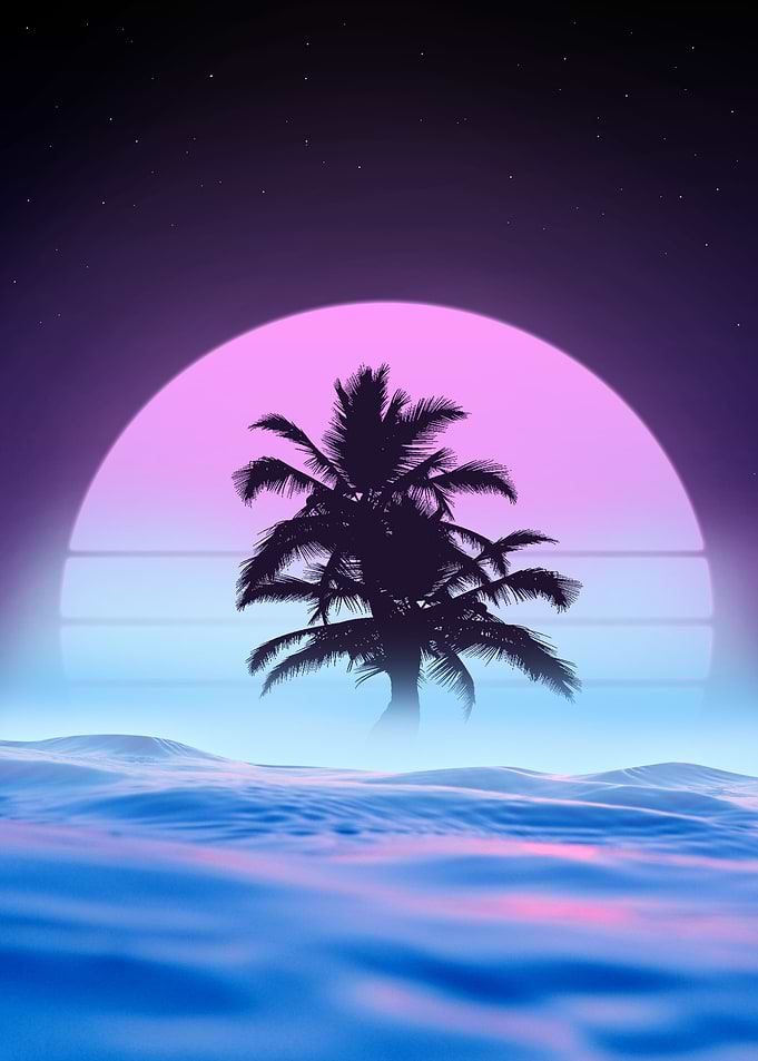 synthwave beach
