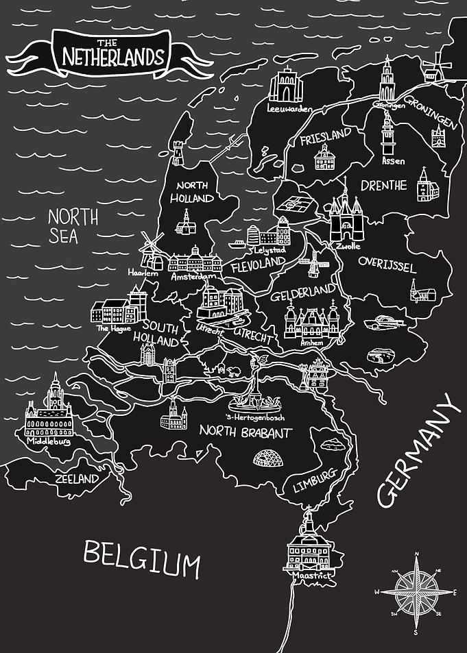 Dark Mode Netherlands Map