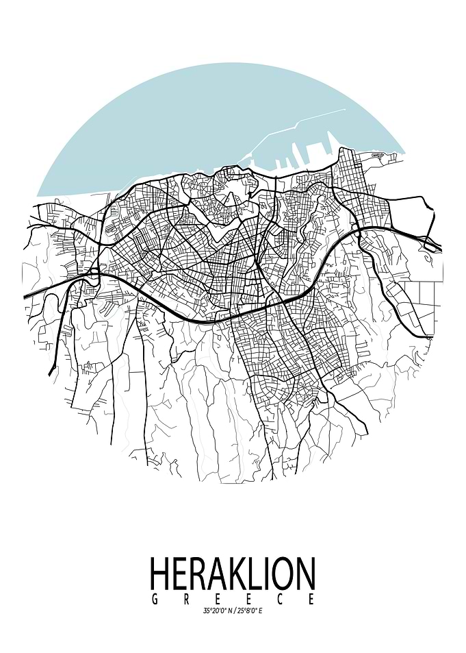Heraklion City Map Circle