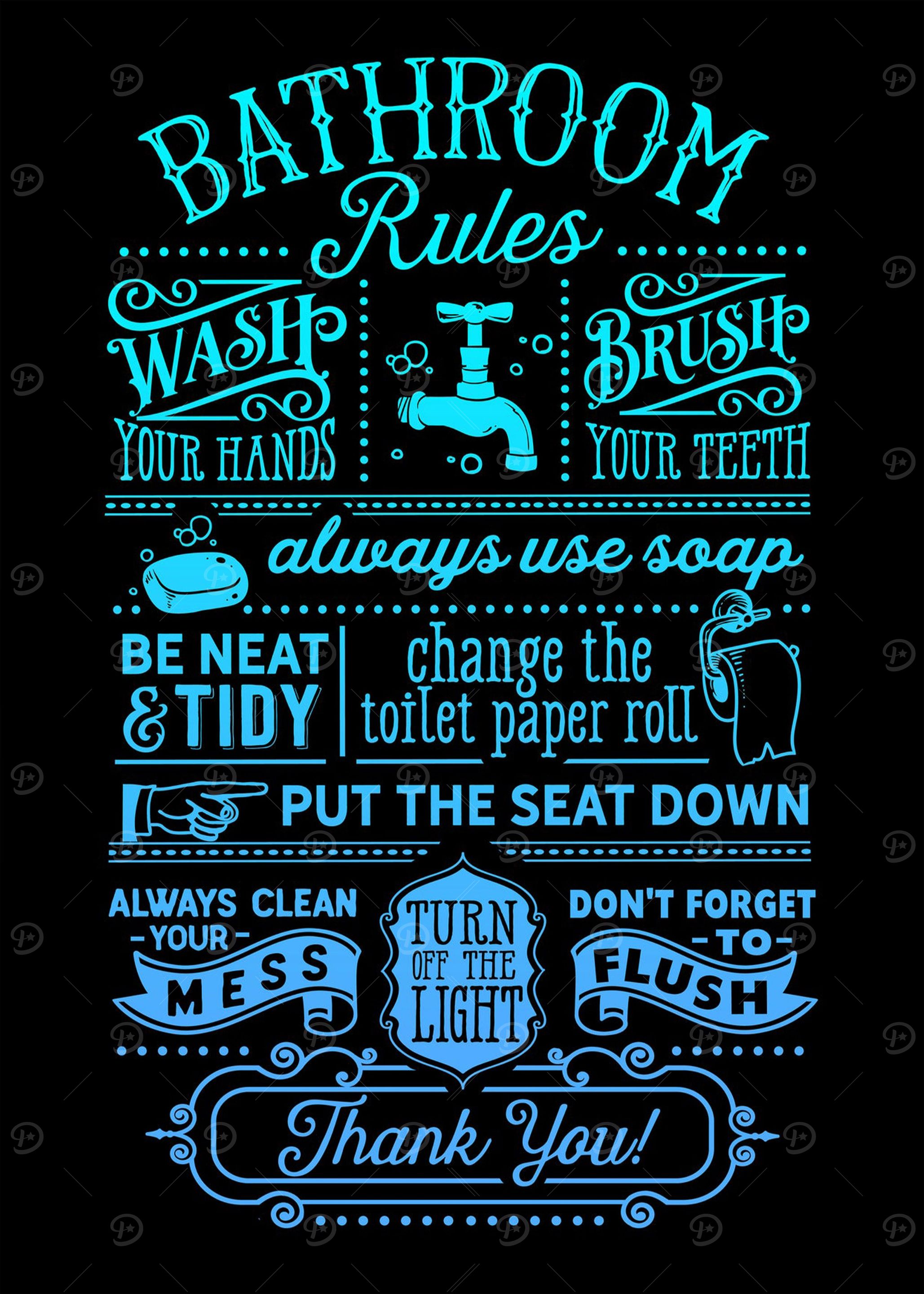 Funny Bathroom Rules Art