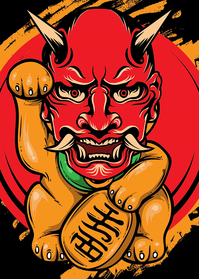 Maneki Neko Oni Lucky Cat
