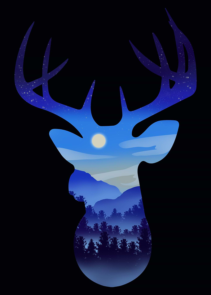Landscape Deer Silhouette