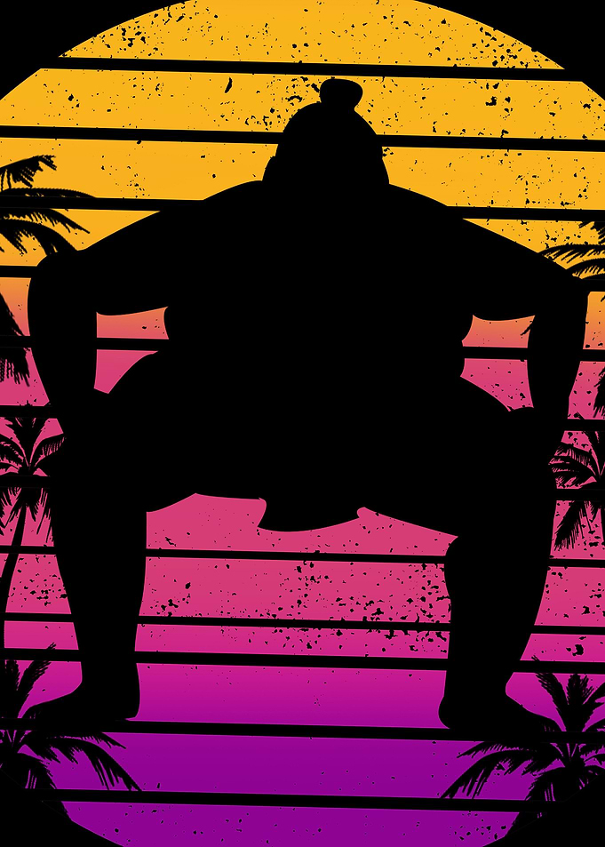 Sumo Wrestler Retro Japan