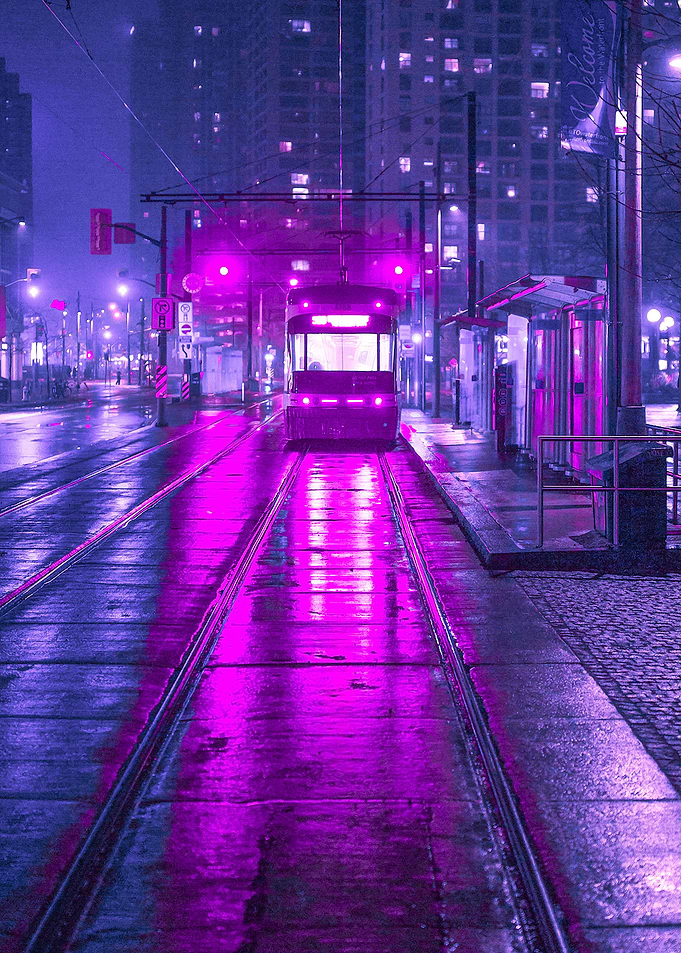 Bus Cyberpunk City Vibes