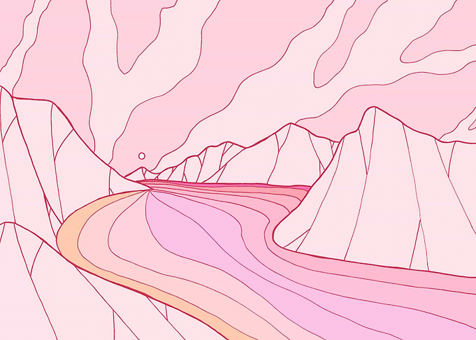 The calm pink river