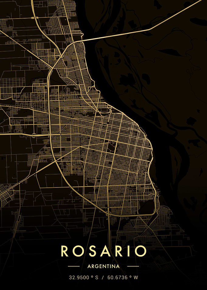 Rosario City Map Gold