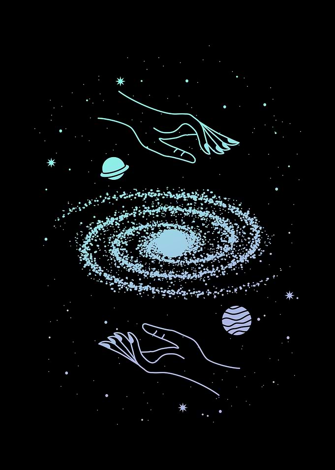 Cosmos Galaxy And Hands