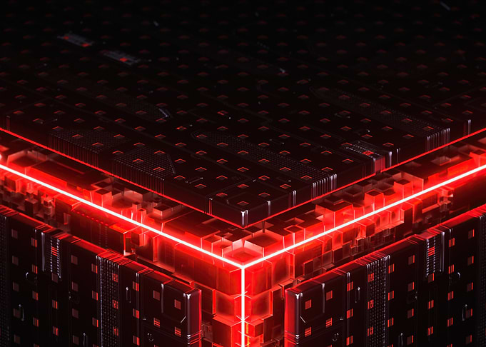 Abstract cube red neons