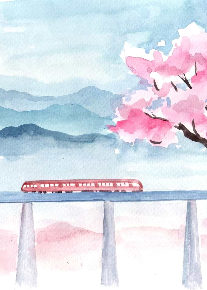Train watercolor