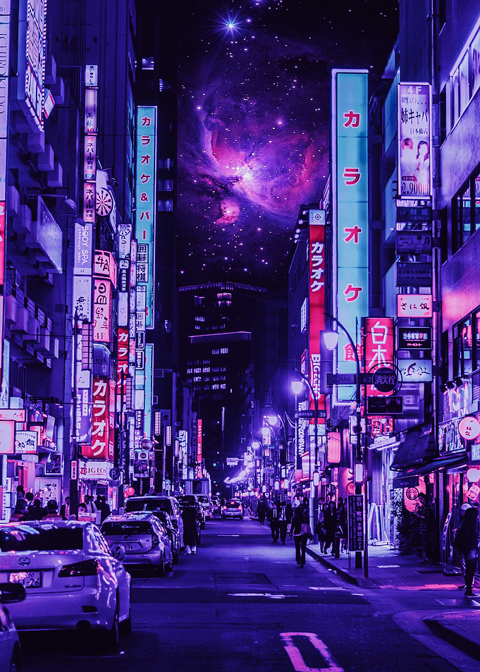 Neon Night City In Japan