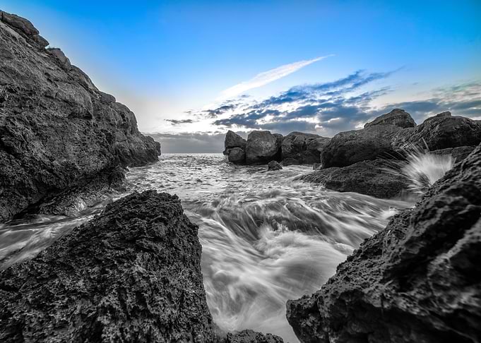Sunrise between rocks