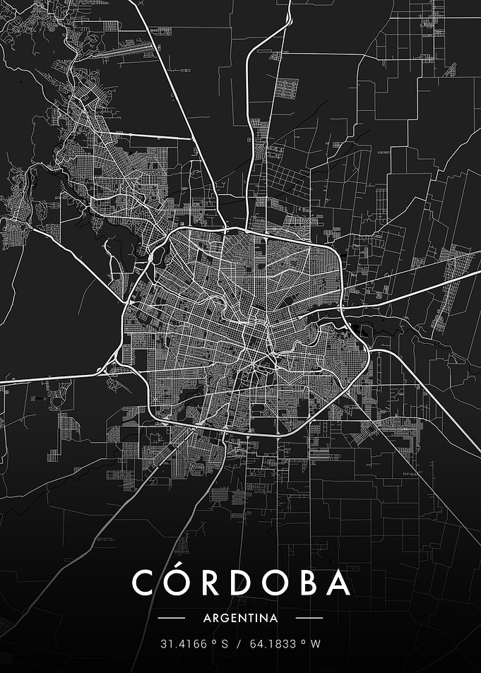 Cordoba City Map Dark