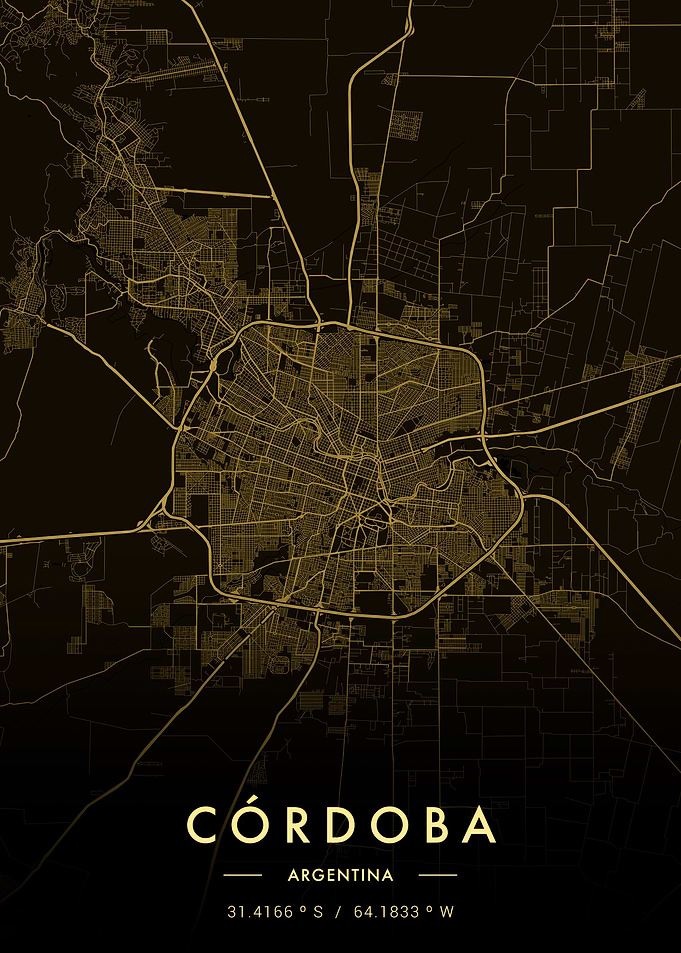 Cordoba City Map Gold