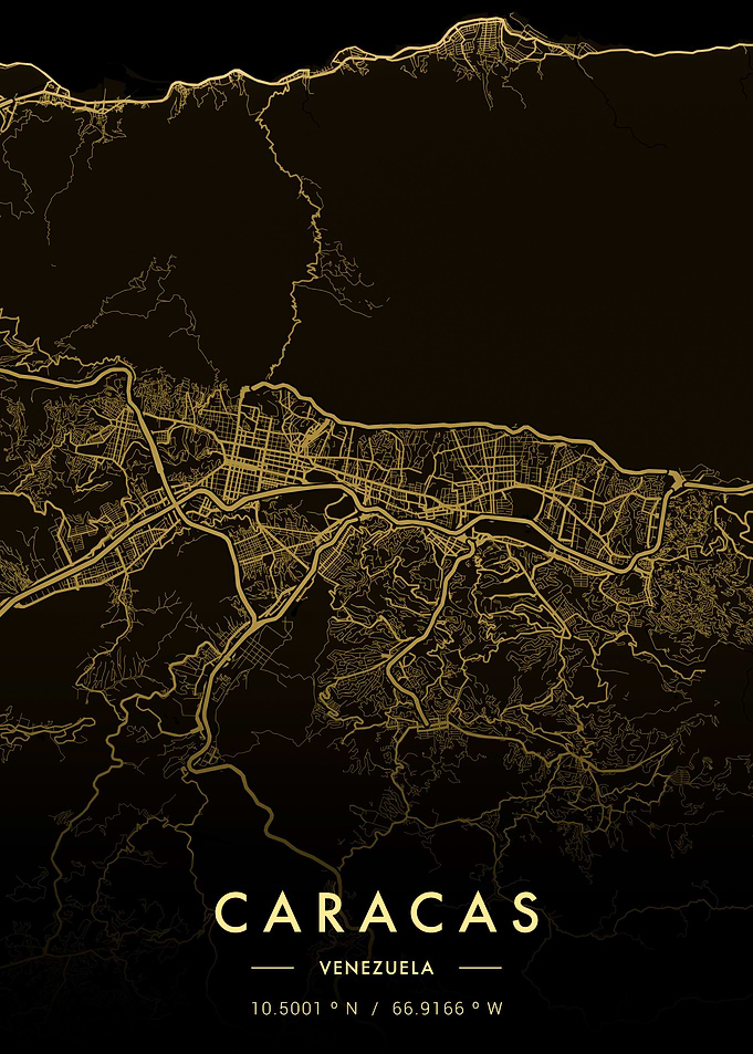 Caracas City Map Gold