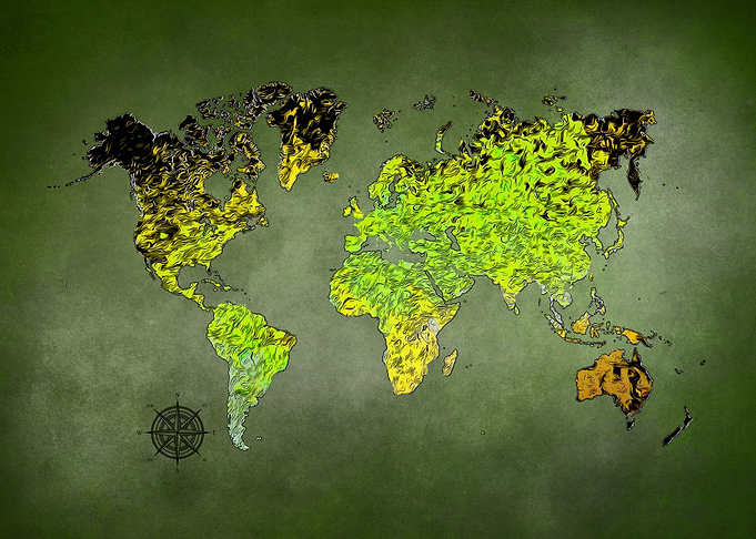 World map art green
