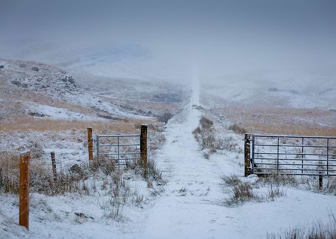 The path into the snow clo