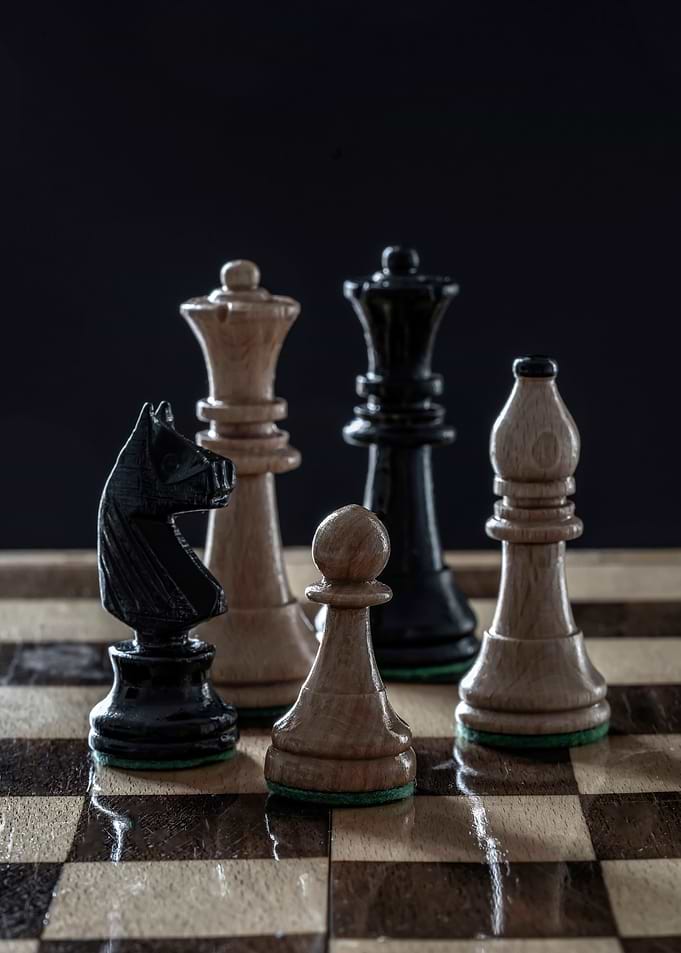 Wooden chess pawns
