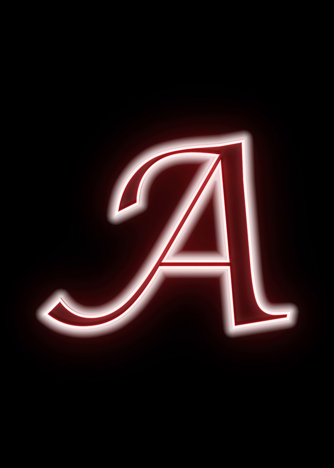 letter A neon and smoke