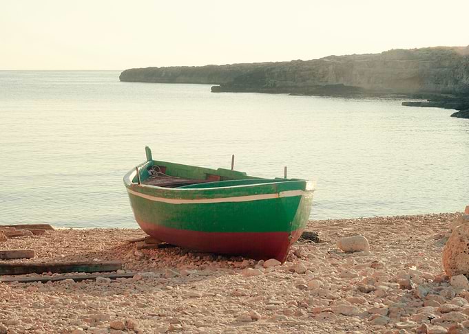 Boat shore alone warm morn