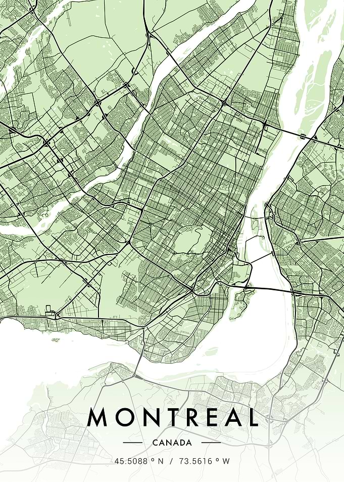 Montreal City Map Green