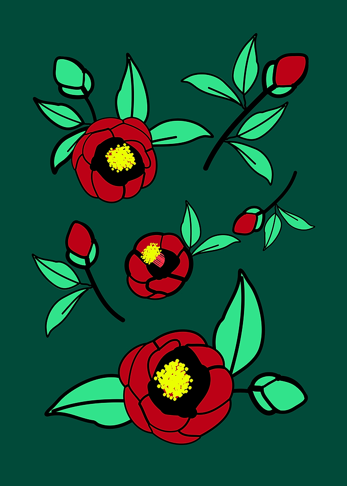 Red camellia flowers