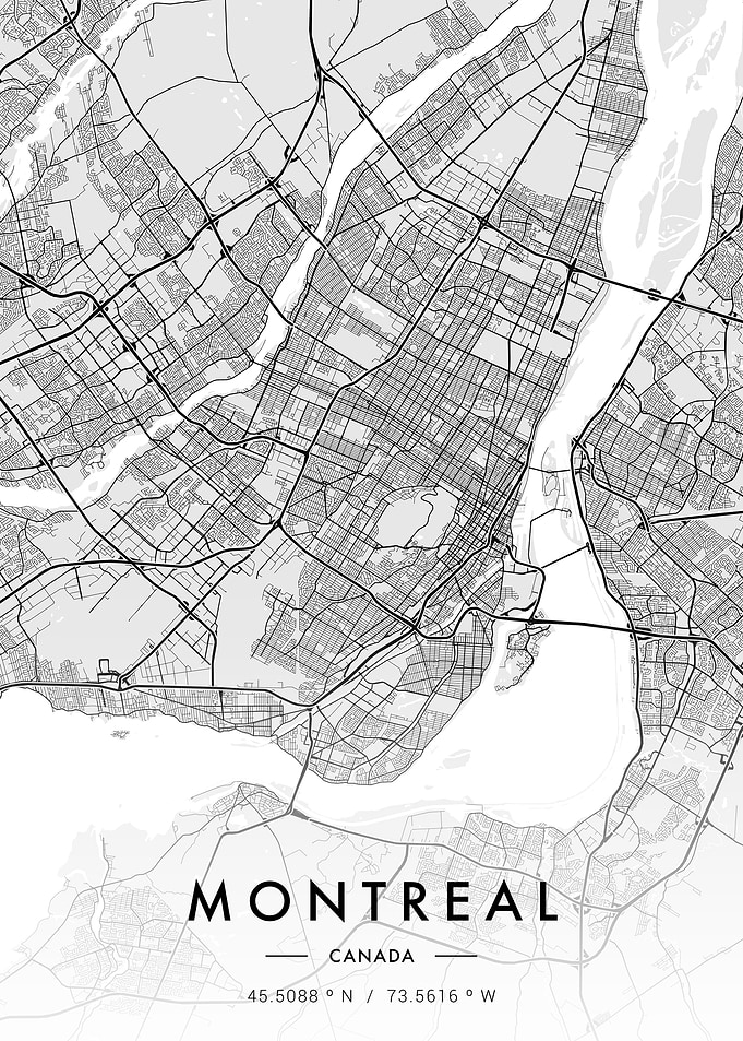 Montreal City Map White