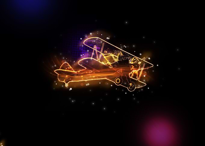 biplane in flight