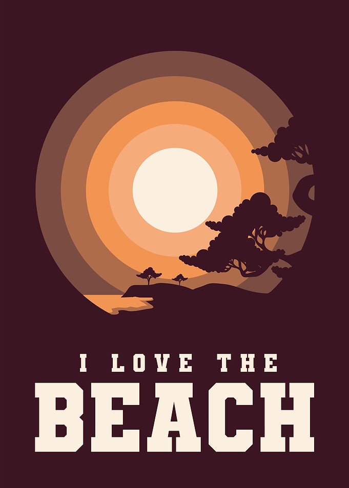 I Love Beach Silhouette