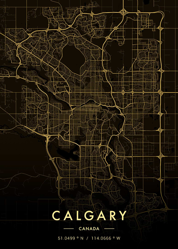 Calgary City Map Gold
