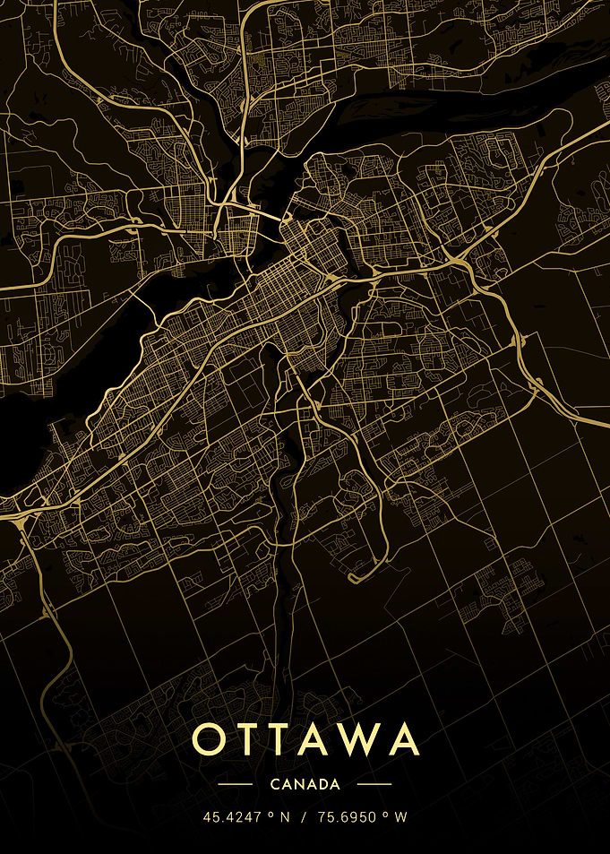 Ottawa City Map Gold