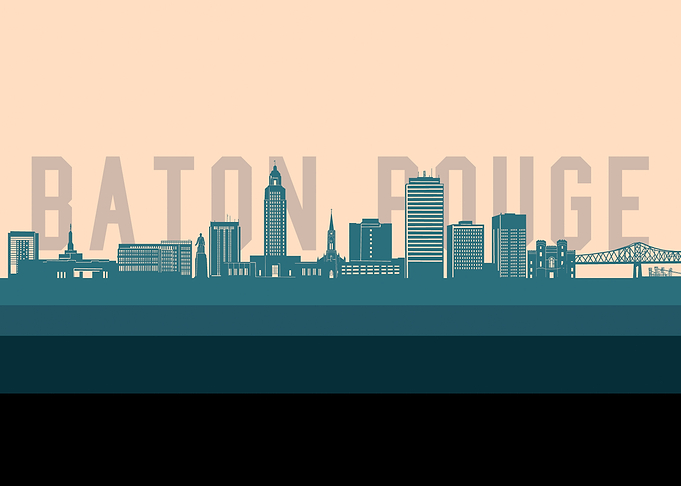 baton rouge skyline retro