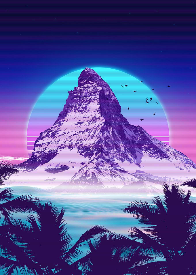 nature sunset synthwave