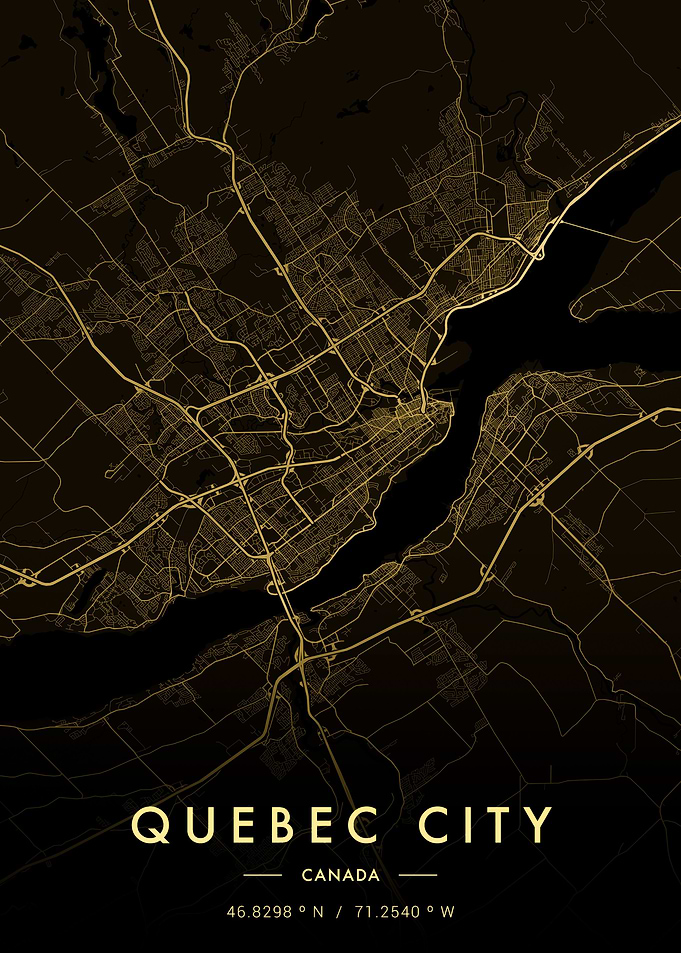 Quebec City Map Gold