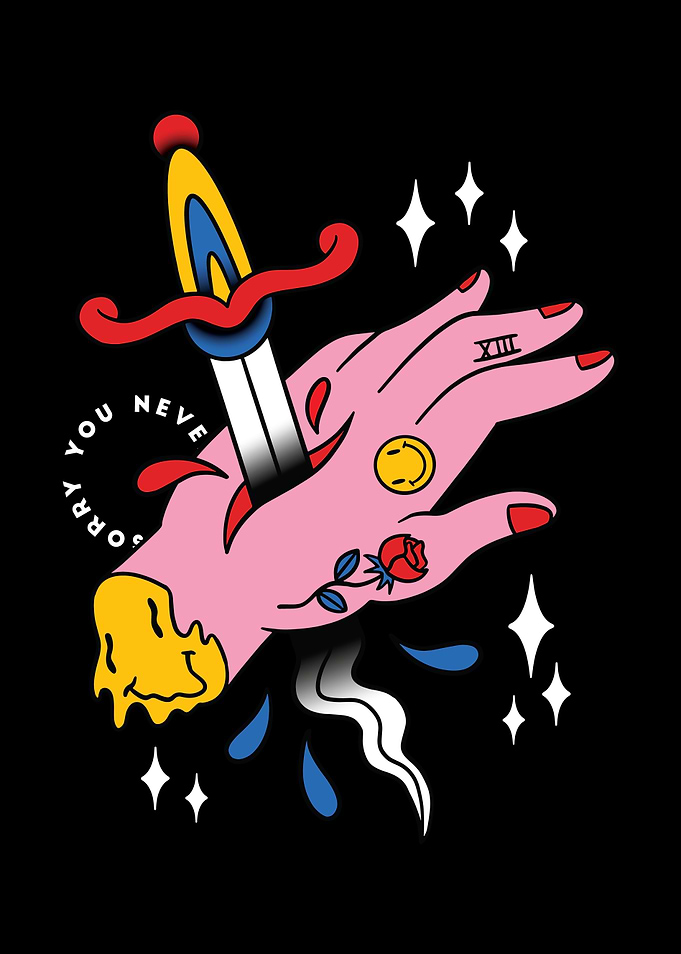 TRIPPY STABBED HAND TATTOO