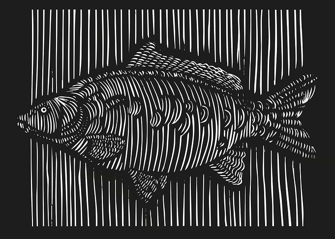 3D Lines Carp Fish Displat