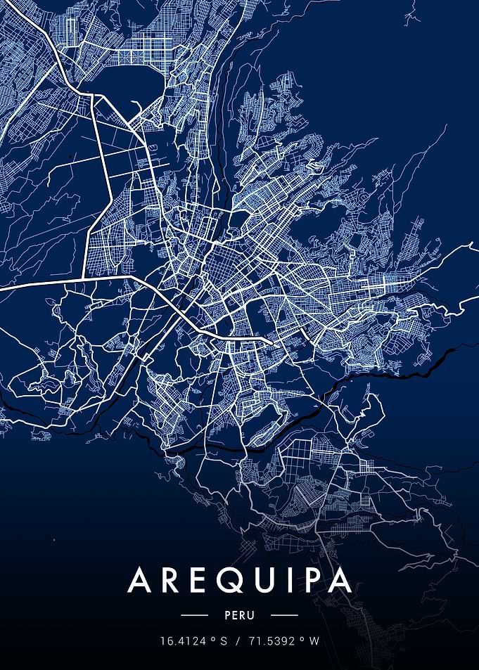 Arequipa City Map Blue