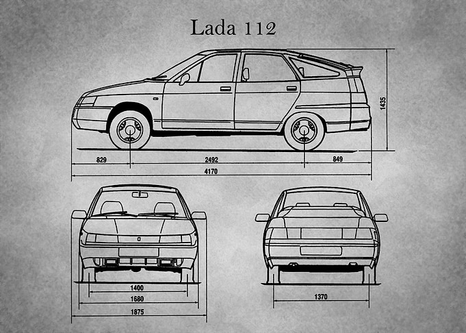 Lada 112Blueprint gray old