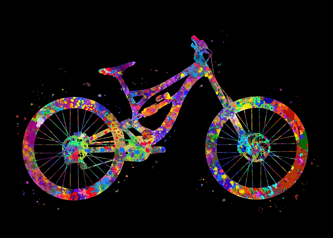 Downhill bike watercolor