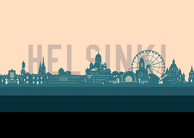 helsinki skyline retro