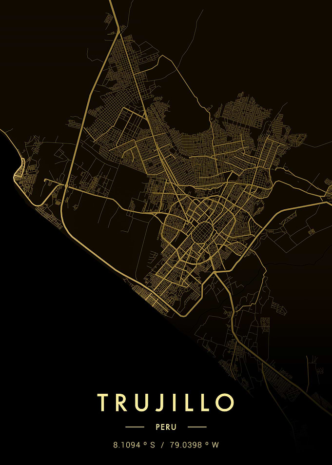 Trujillo City Map Gold