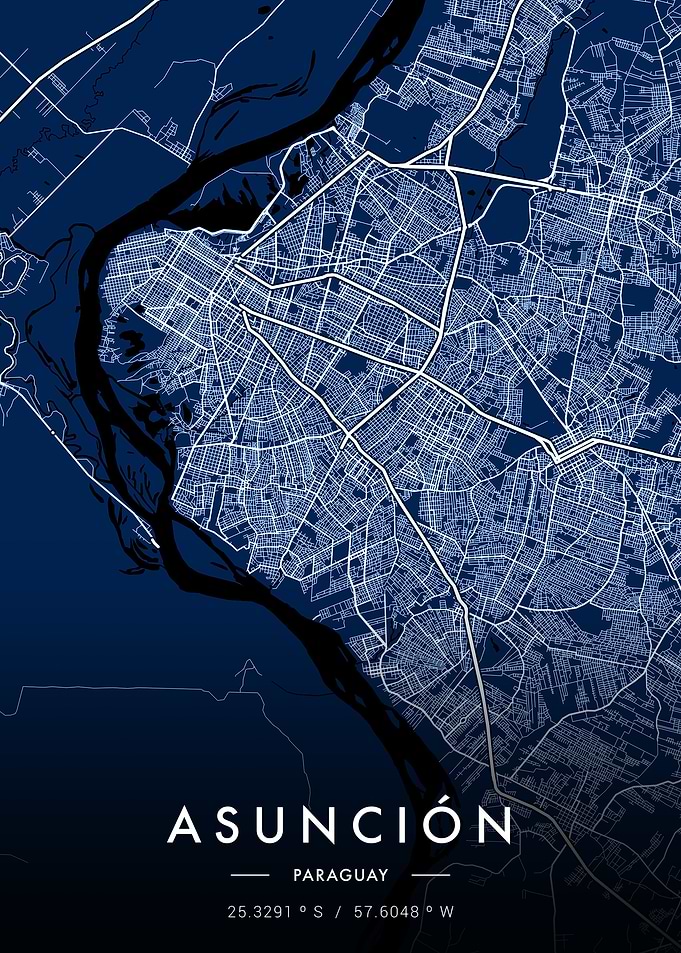Asuncion City Map Blue