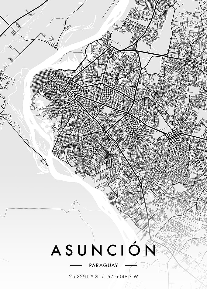 Asuncion City Map White