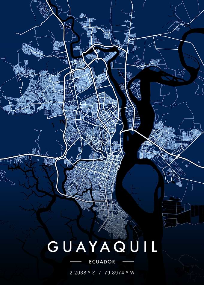 Guayaquil City Map Blue