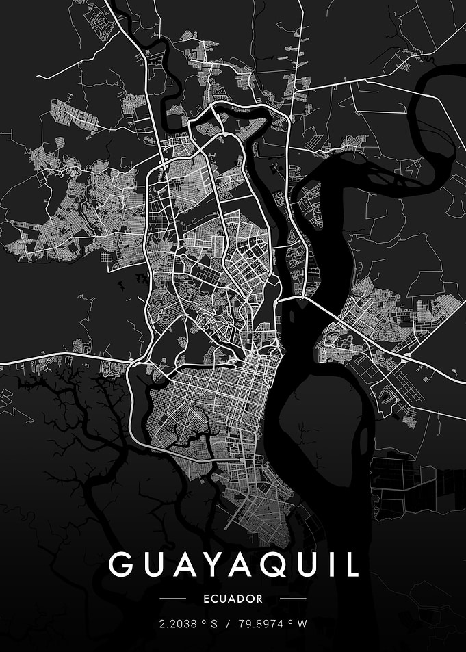 Guayaquil City Map Dark