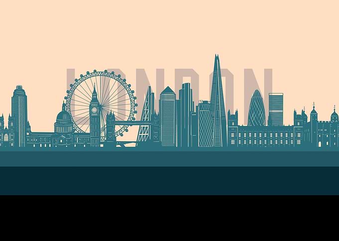 london skyline retro
