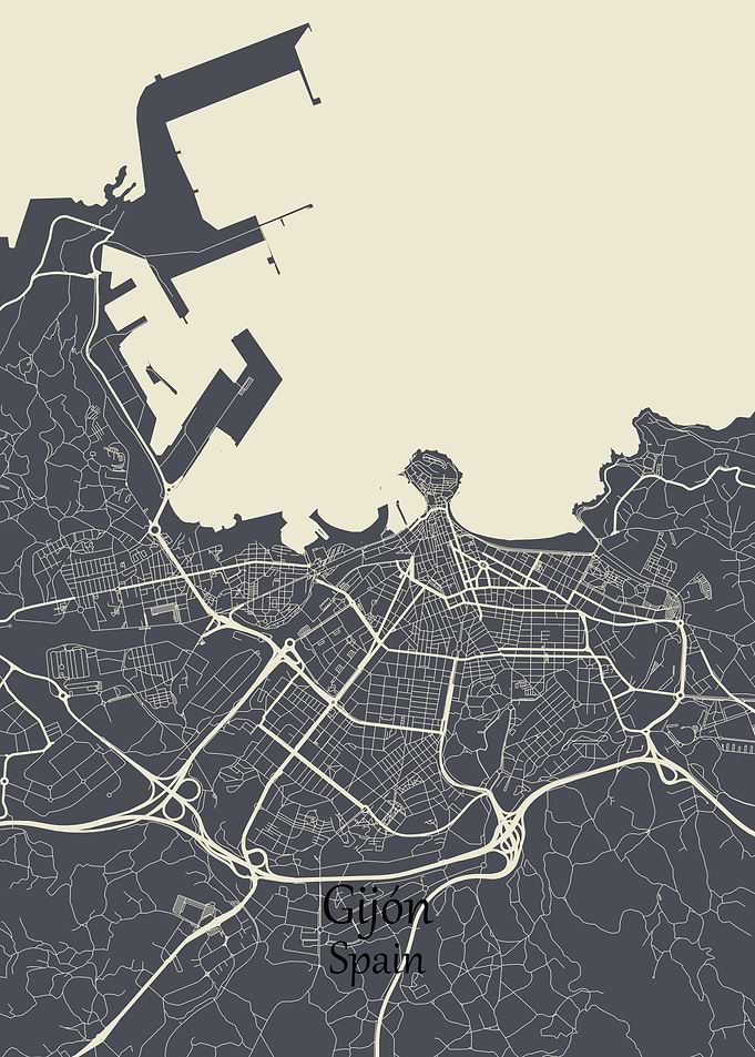 Gijon Map Print Spain
